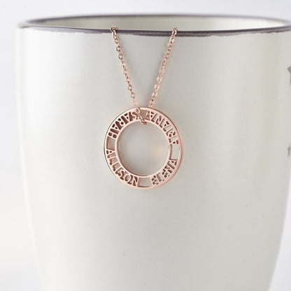 Personalized Round Hollow Name Pendant Necklace